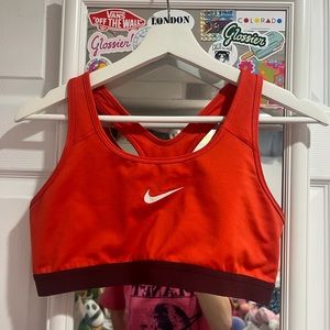 red Nike sports bra